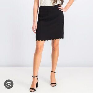 Elegant Black Scalloped Hem Skirt